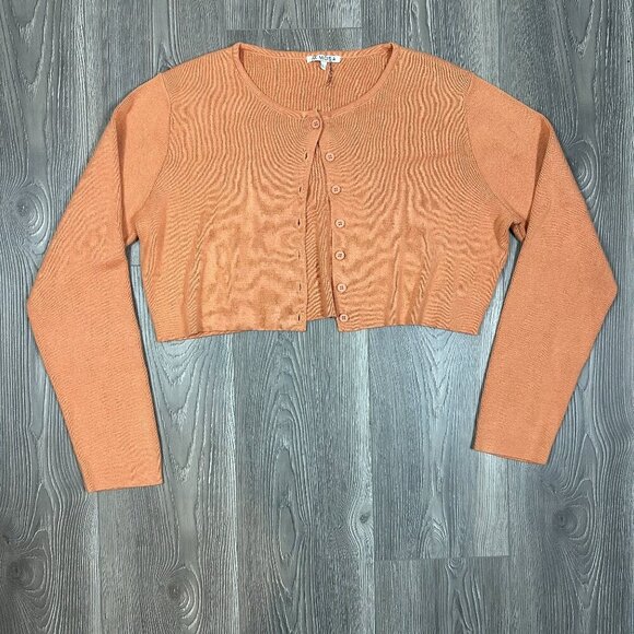 Mimosa Orange Cropped Knit Cardigan Large - Picture 1 of 5